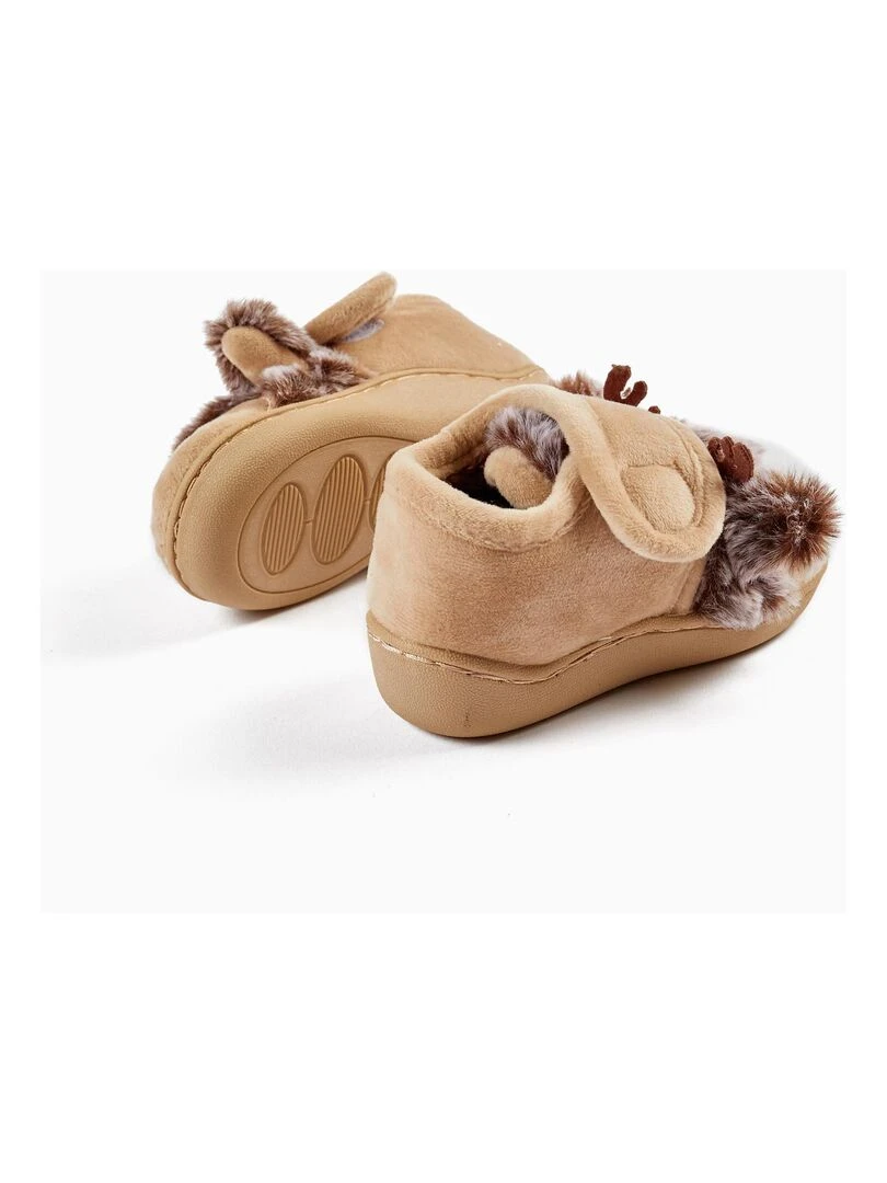 Chaussons pour bébé 'Renne Rodolphe   Noël'   NOËL   Beige foncé