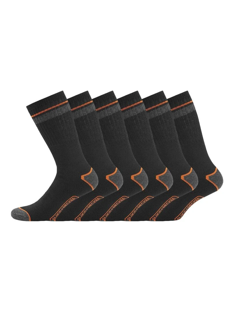 Lot de 6 Paires de Chaussettes hautes de travail DEK Black & Decker Noir