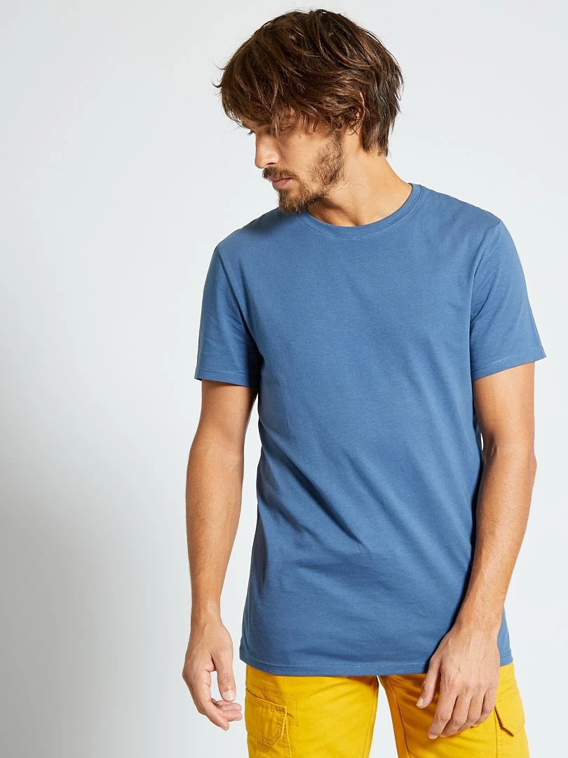 T shirt droit en jersey uni Bleu gris