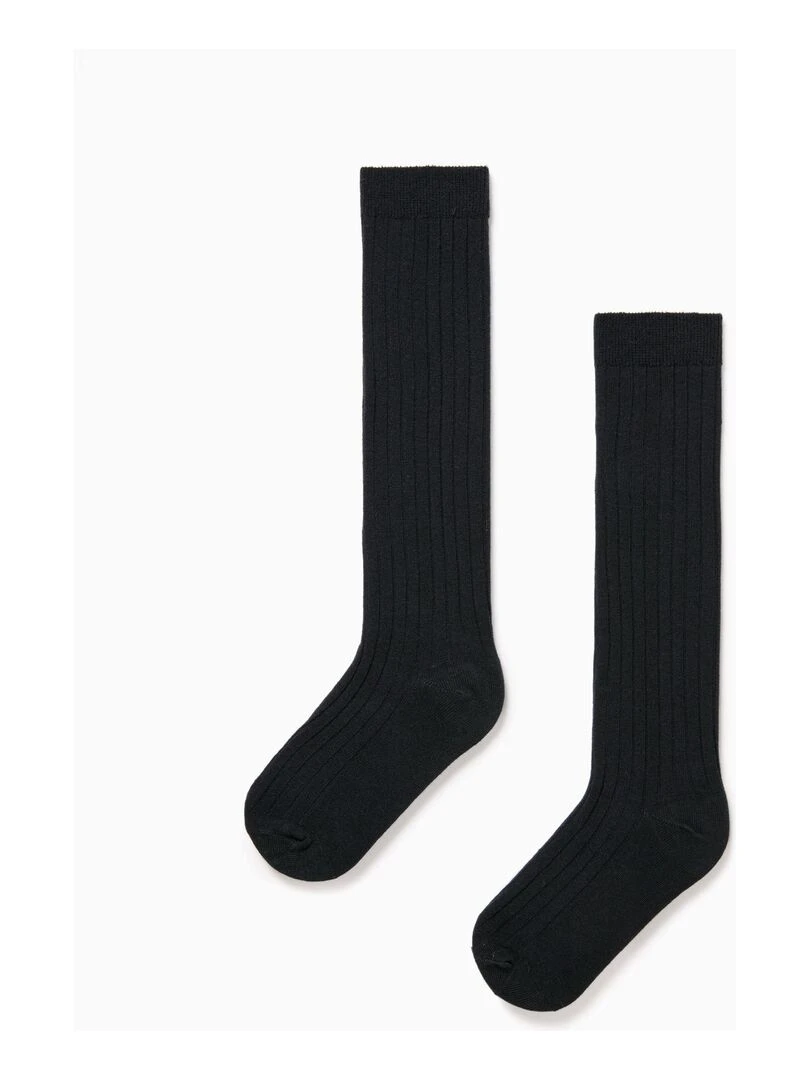 2 Paires de Chaussettes Hautes Côtelées Garçon ESSENTIALS LINE Bleu foncé