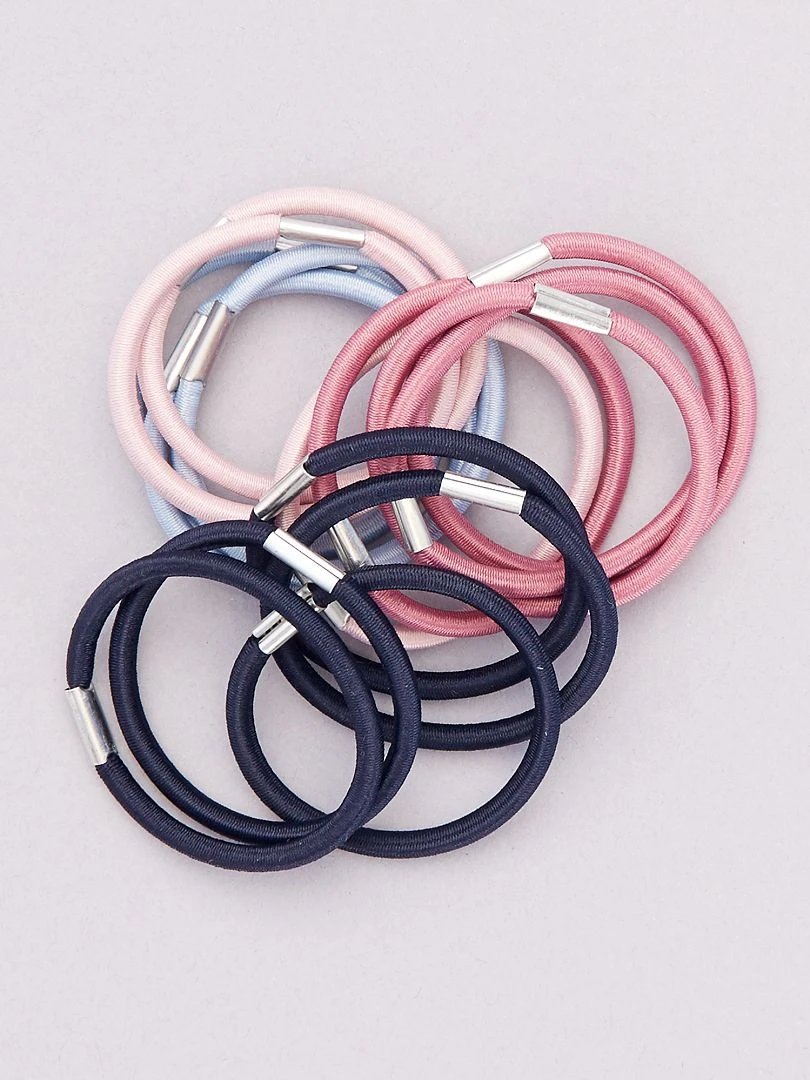 Lot de 15 élastiques unis rose/bleu/noir