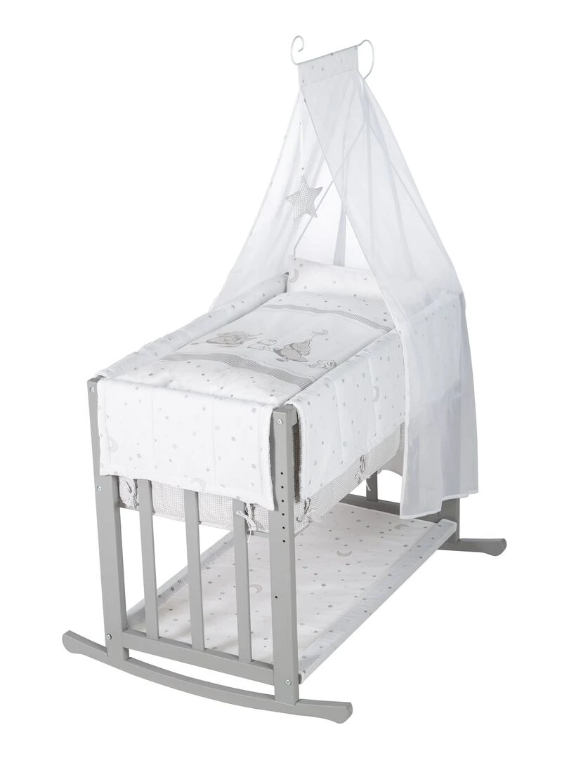 ROBA Berceau Cododo "Sternenzauber Grau" 4en1 + Équipement – Gris/Blanc   Gris