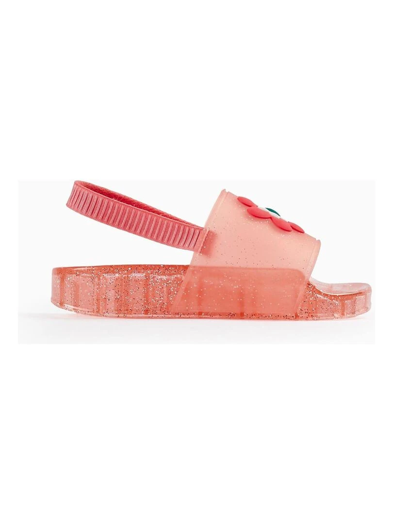 Sandales en caoutchouc avec paillettes pour bébé fille 'Flower' Rose