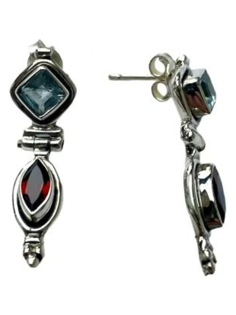 Boucles d'oreille argent topaze Bijoucolor Bleu