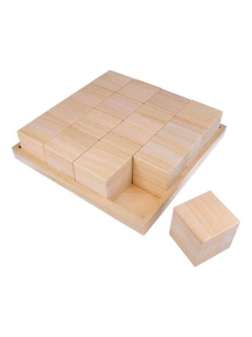 2 plateaux et 32 cubes en bois   26 5 x 26 5 x 6 5 cm   N/A