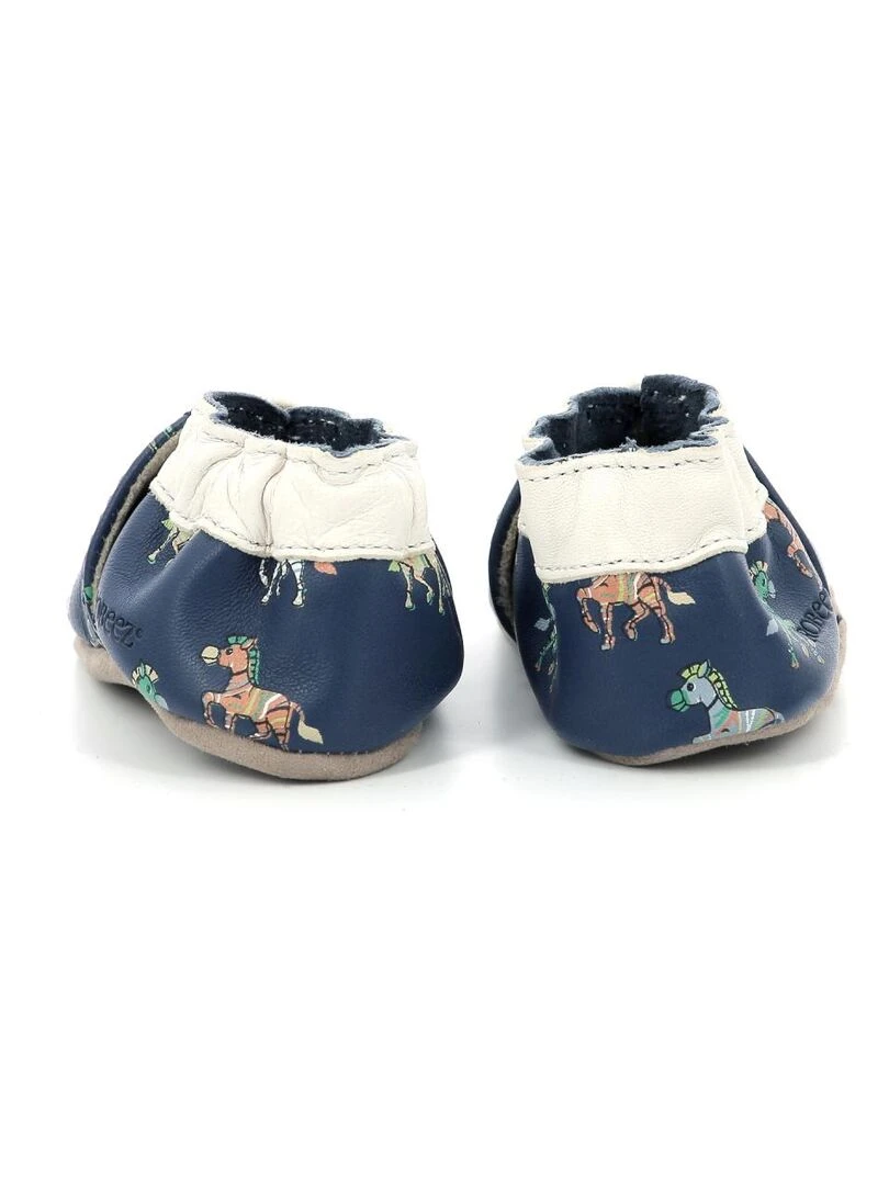 Chaussons Cuir Crazy Zebra   Bleu