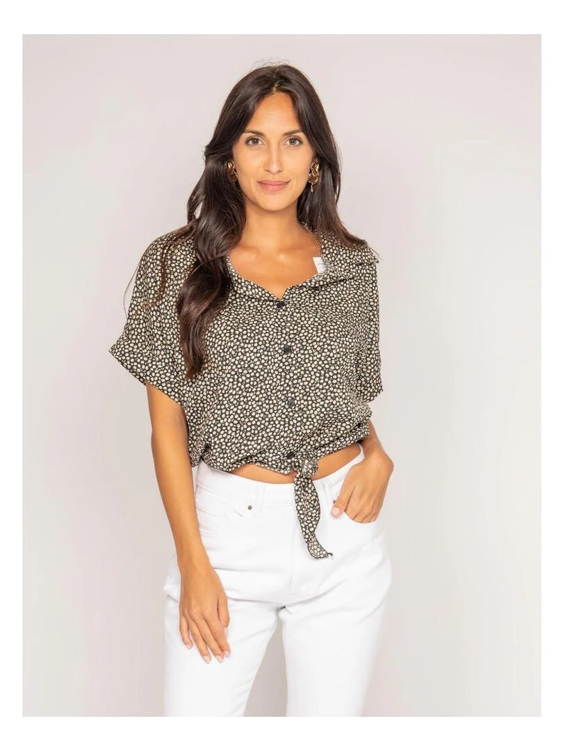 Chemise manches courtes motifs OSMOSE Noir