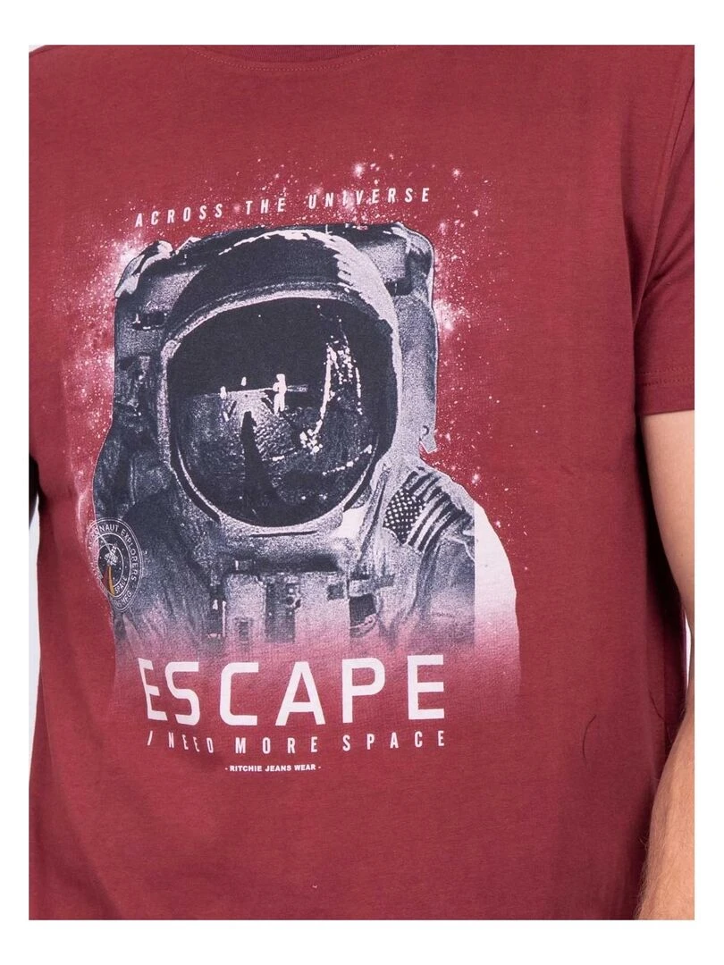 T shirt col rond pur coton JOOSTER   Bordeaux