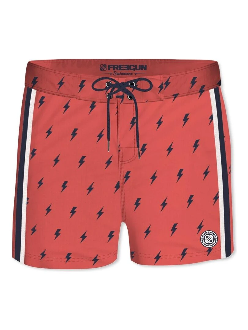 Boardshort soft touch garçon ceinture plate Flash Freegun Rouge