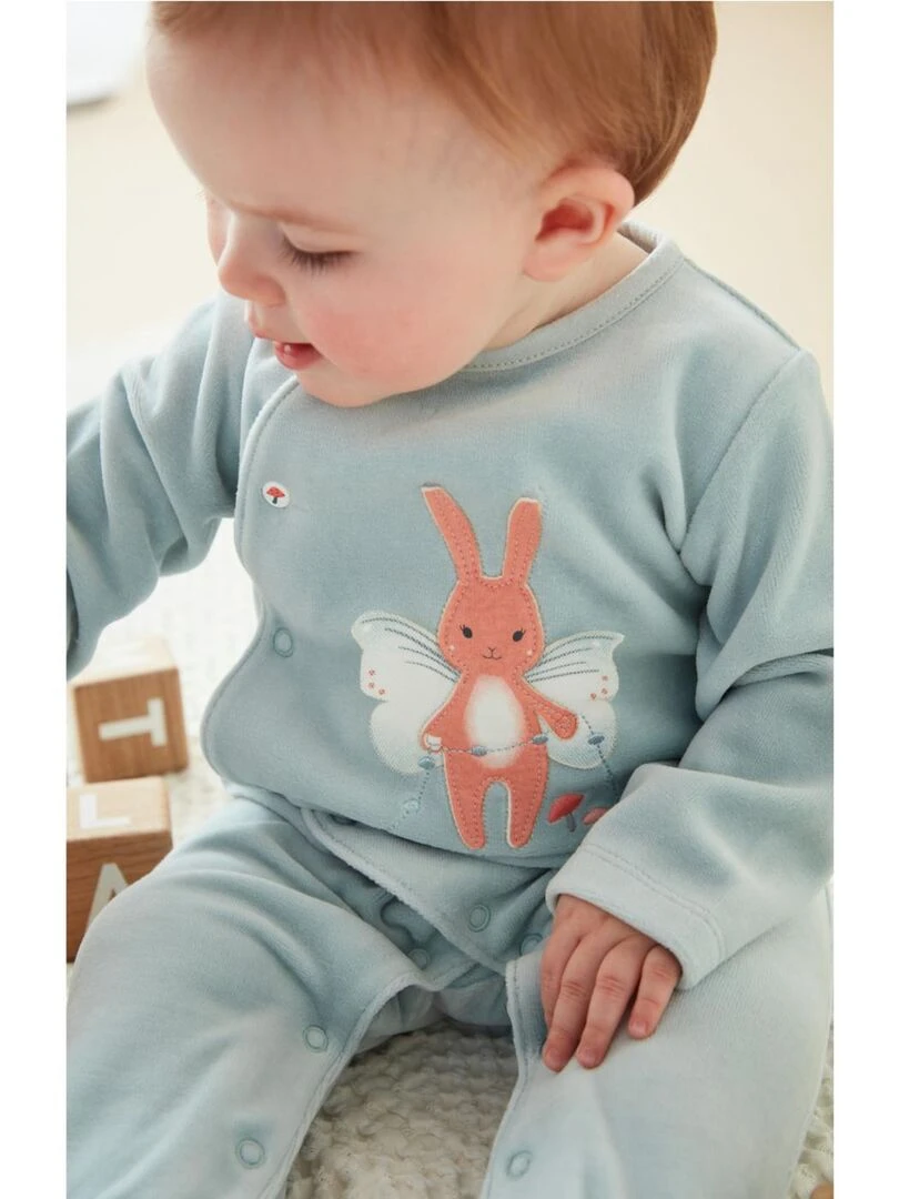 Pyjama 1 pièce lapin en velours Noukie's Bleu