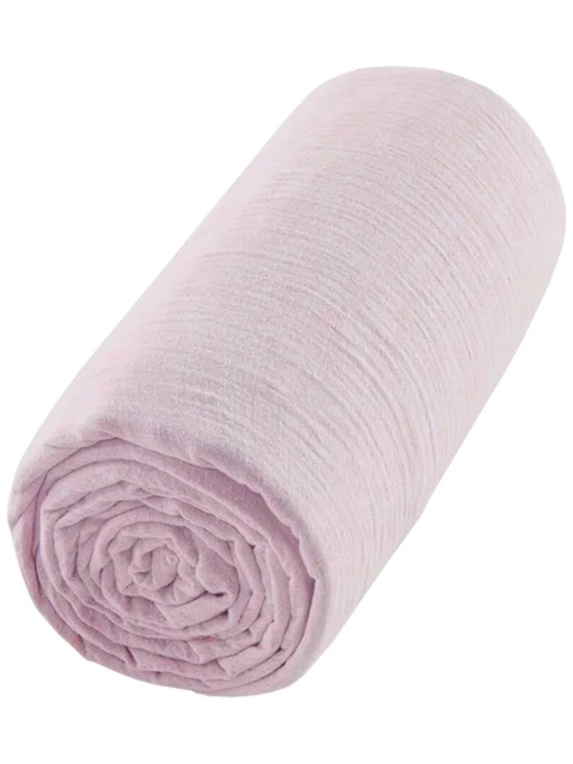 Drap housse uni en gaze de coton   Vieux rose