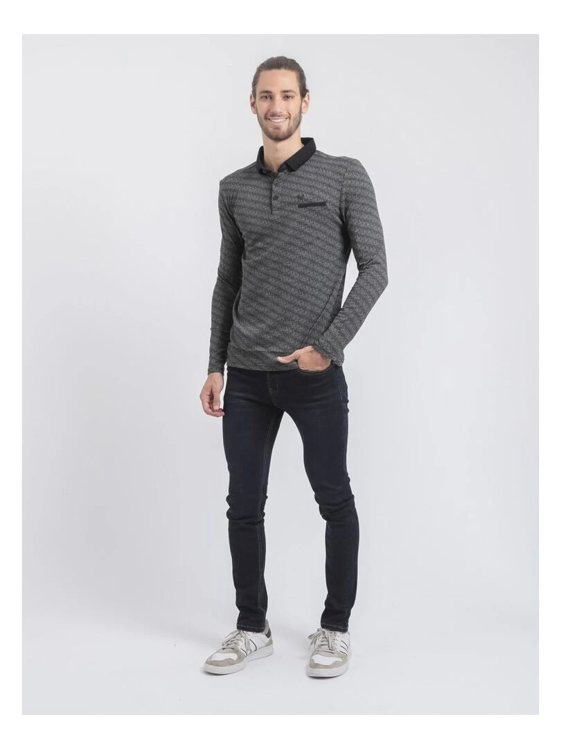 Polo manches longues pur coton PURLY   Noir