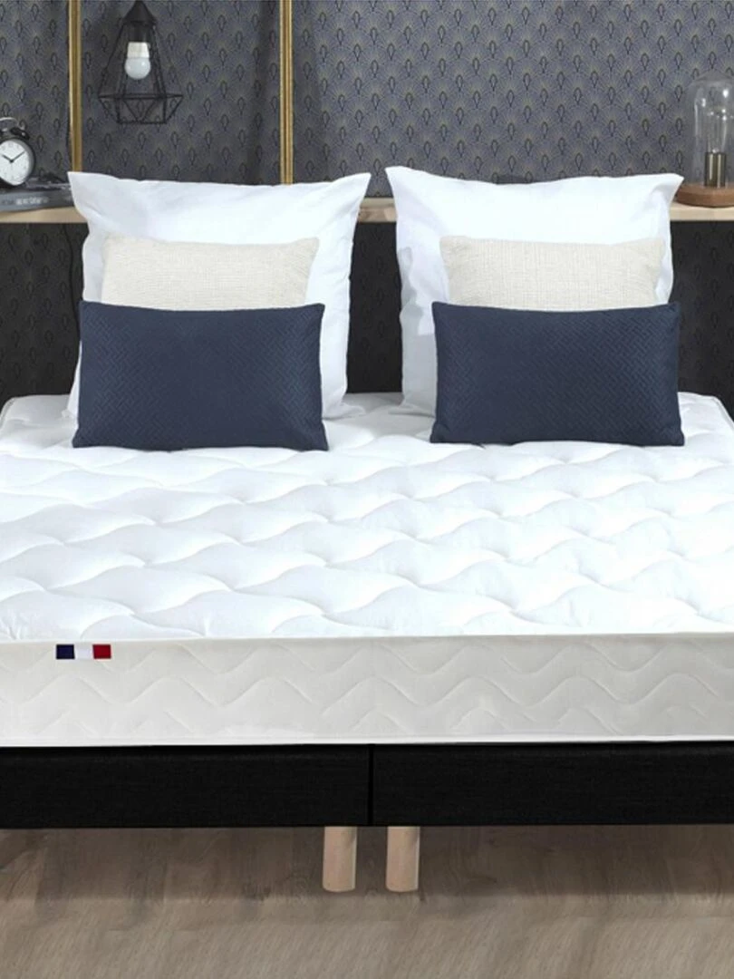 Ensemble Matelas 100% latex 3 zones ESSENTIEL + Sommier Fabriqué en France   Sommier Noir   Noir