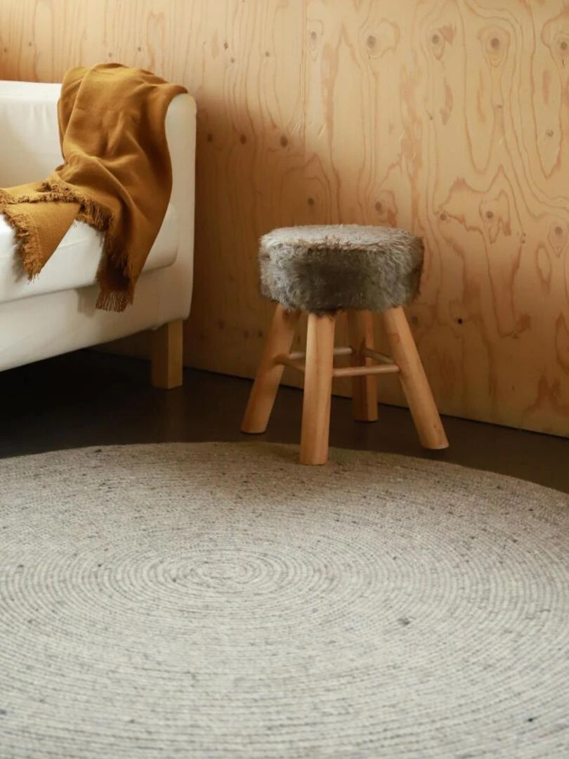 Tapis Coton Neethu Natural par Nattiot   Ø 140 cm   Nattiot   Beige gris