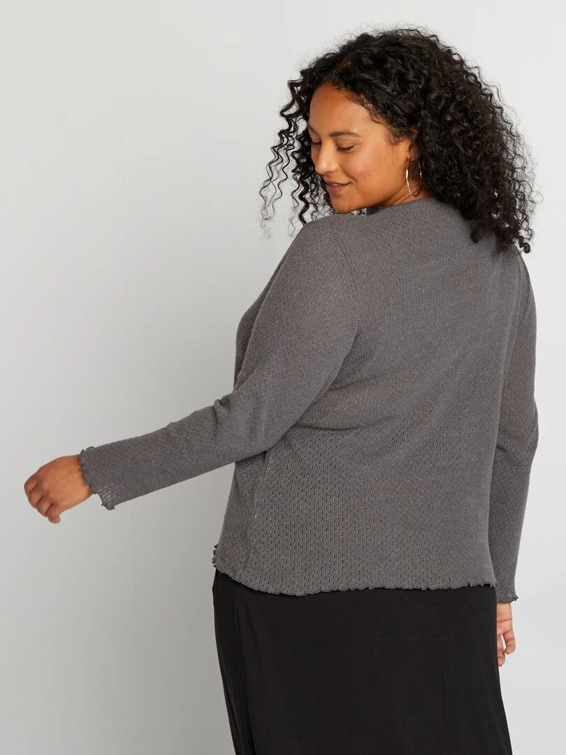 T shirt en maille ajourée   Gris