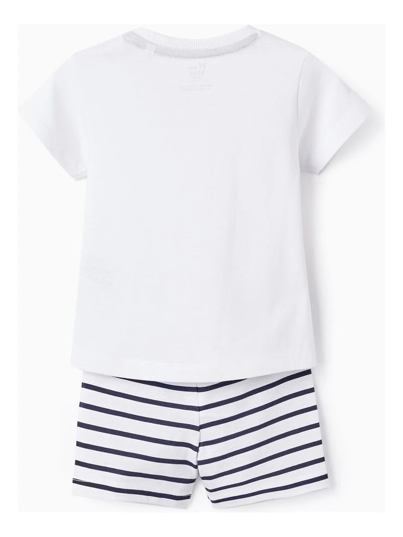 Pyjama En Coton À Rayures Pour Bébé Garçon manches courtes Blanc