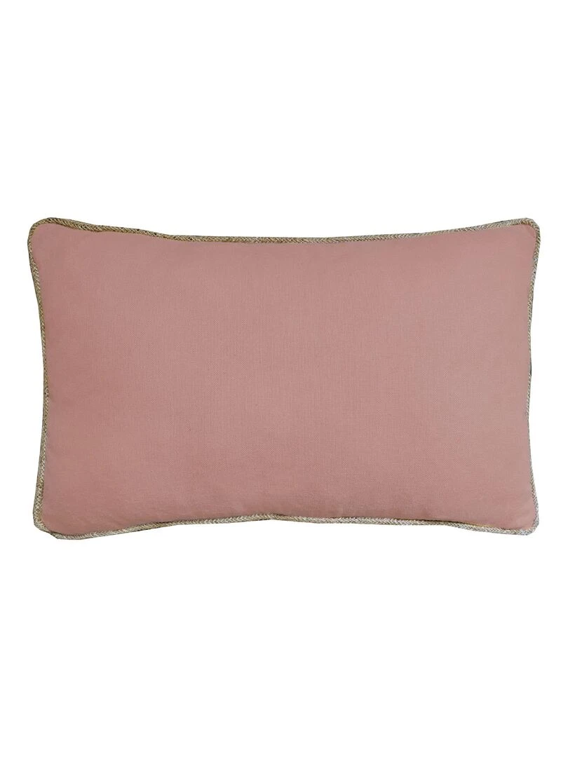 Coussin en coton recyclé avec piping jute 'Deko&co' Rose clair
