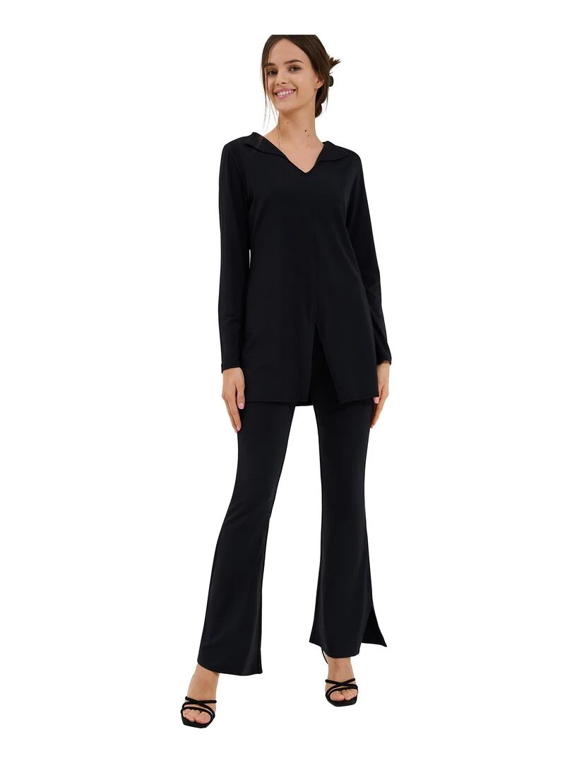 Haut pyjama tunique manches longues Mia   Noir