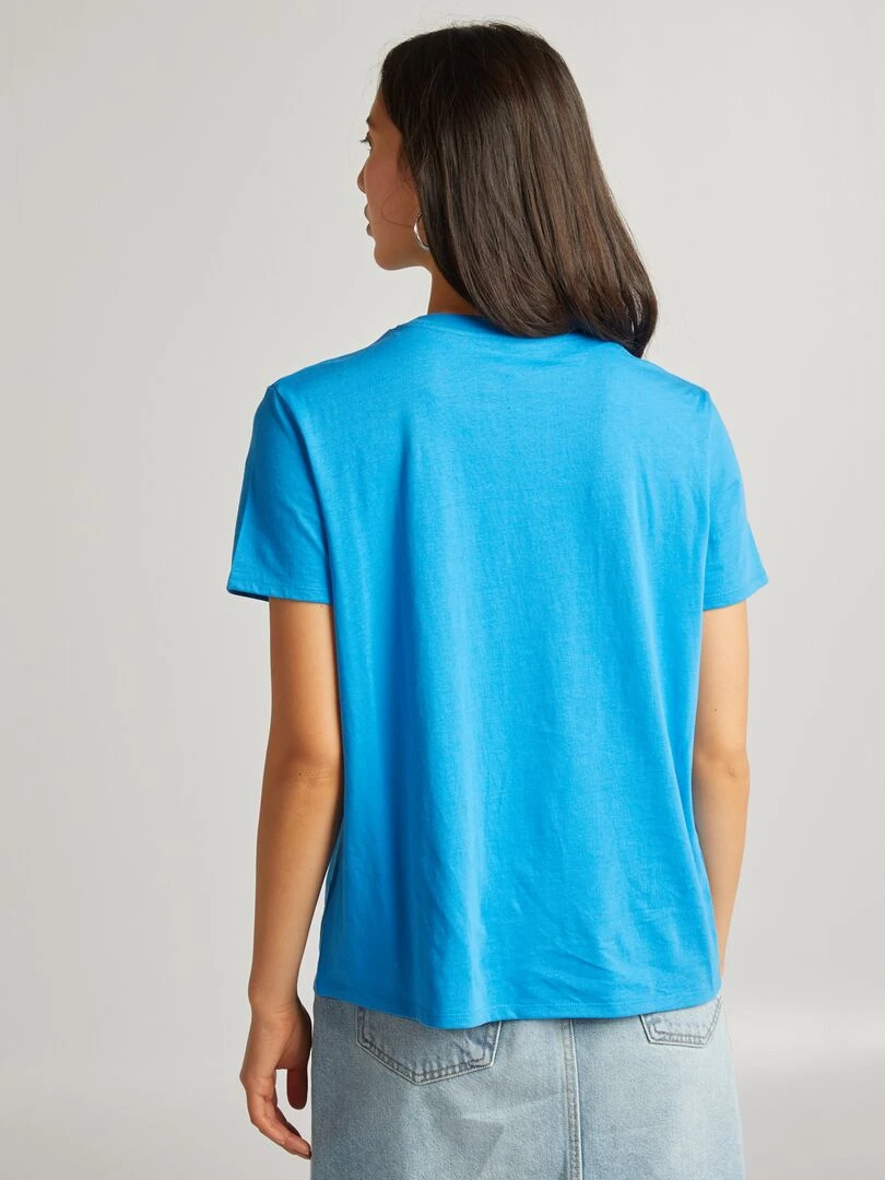 T shirt uni en jersey   Bleu foncé