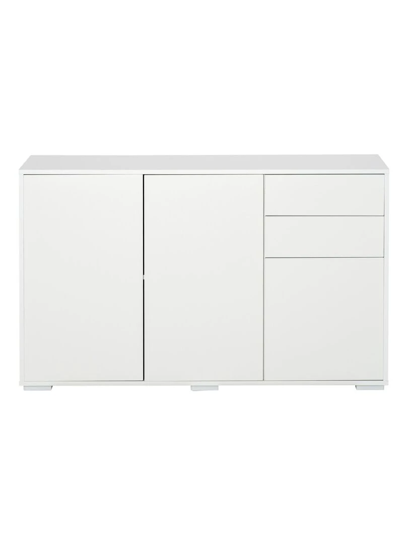 Commode buffet 2 tiroirs 3 portes 117 x 36 x 74 cm Blanc