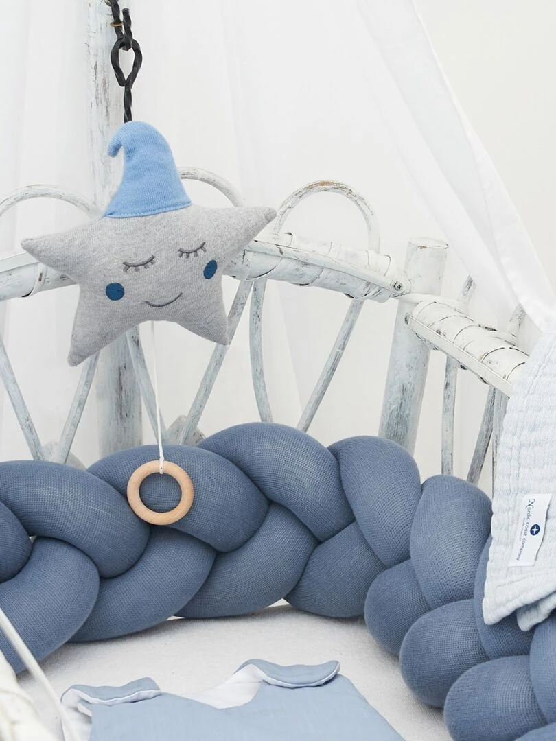 Boîte à musique en coton tricoté étoile   Bleu