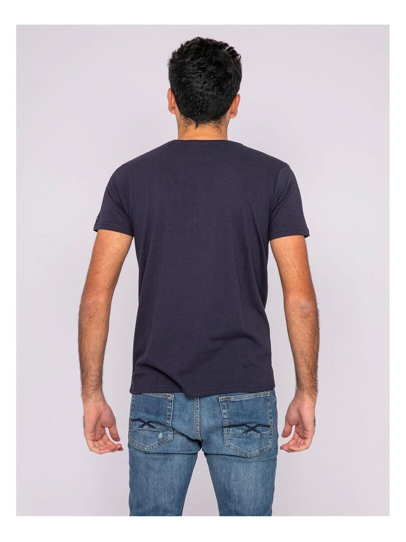 T shirt col rond pur coton organique WAMASSOU   Bleu marine