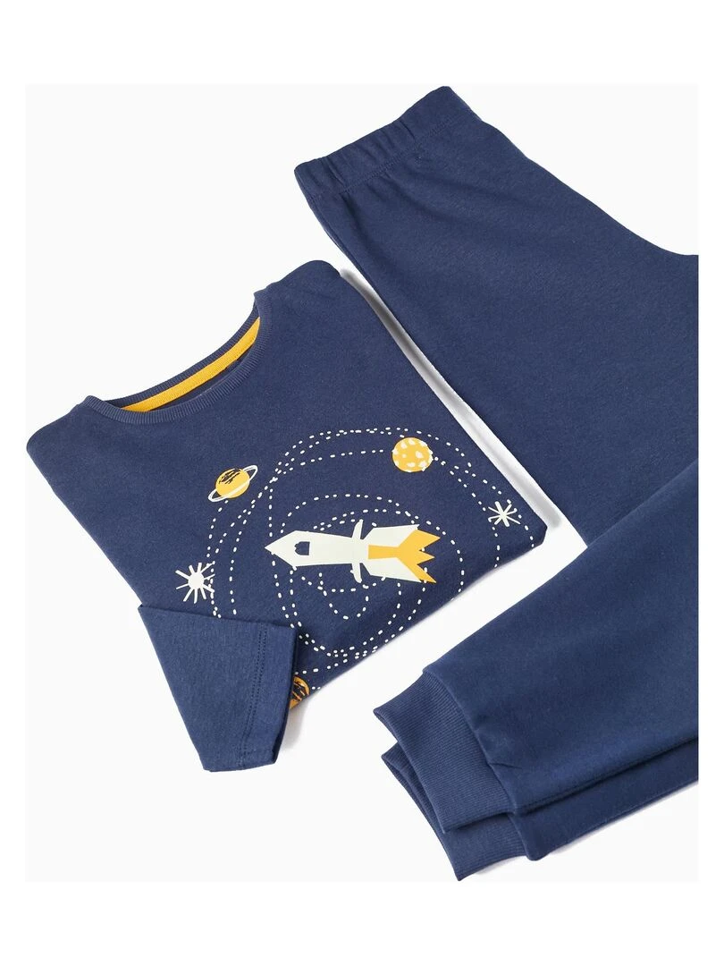 Pyjama en coton pour garçon 'Space   Glow in the Dark' manches longues   Bleu foncé