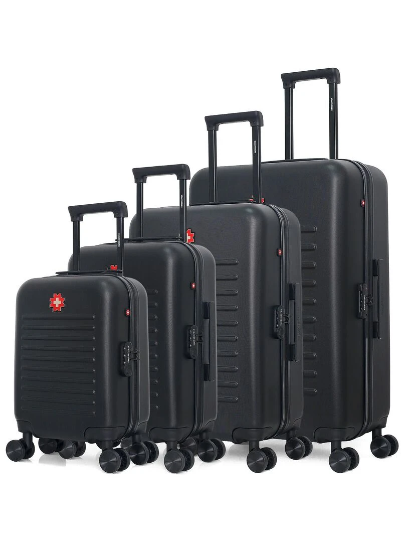 Set de 4 Valises Rigides Grand Format Taille Moyenne Valise Cabine et Vanity WIL M Noir