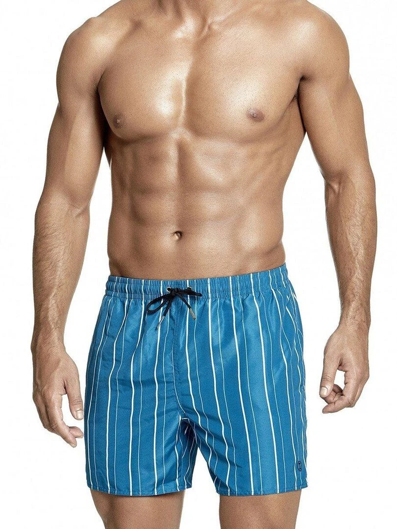 Maillot de bain short à rayures Egée Bleu