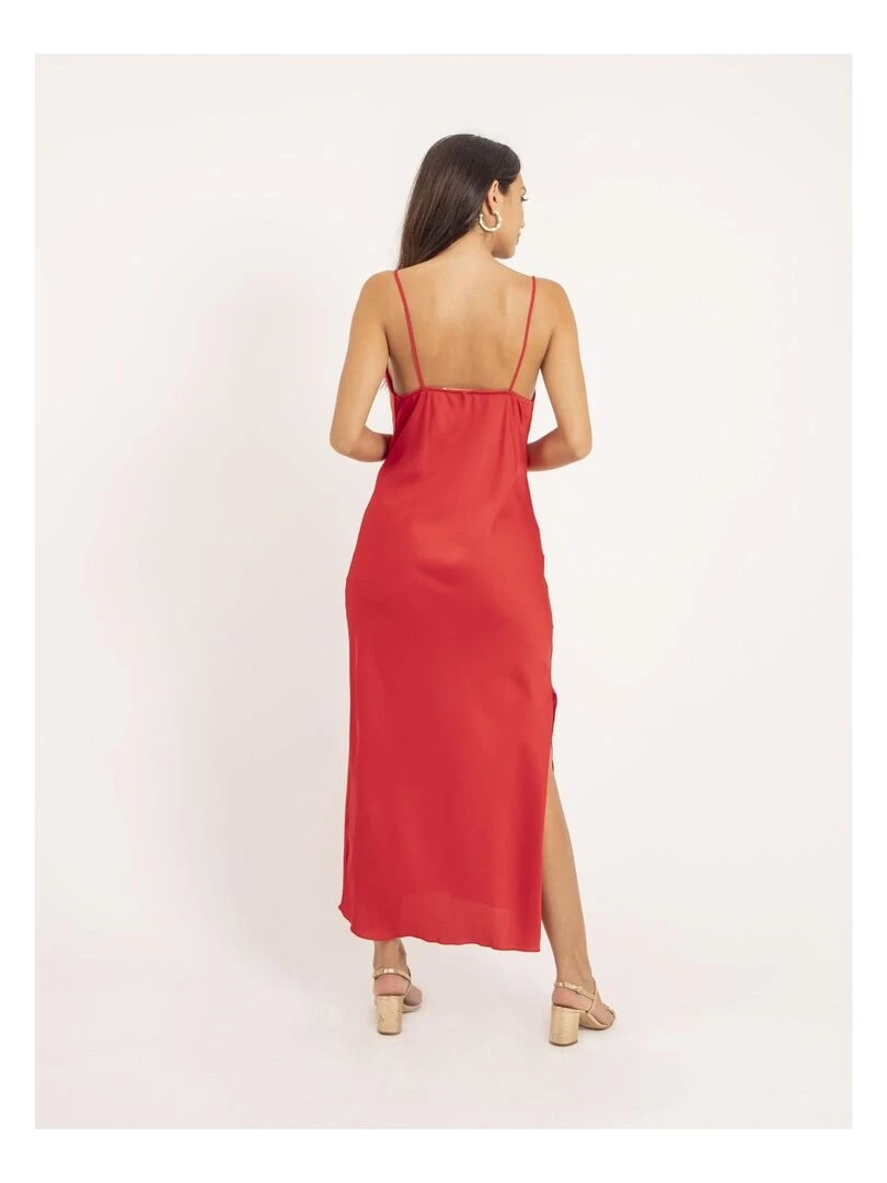 Robe longue satin ISAURIE Rouge
