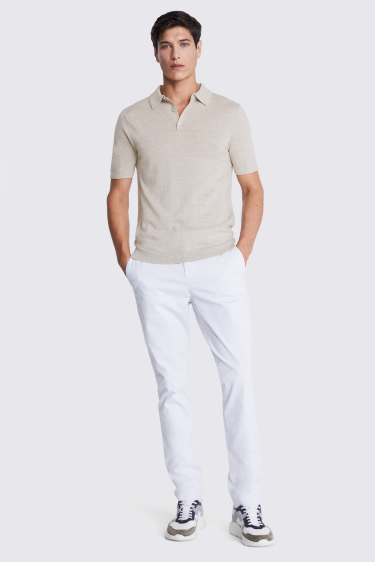 Ecru Bouclé Zip-Neck Polo Shirt   Buy Online at Moss