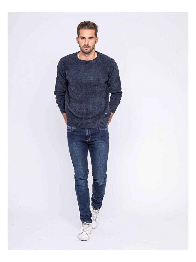 Pull col rond LOGILI   Bleu marine