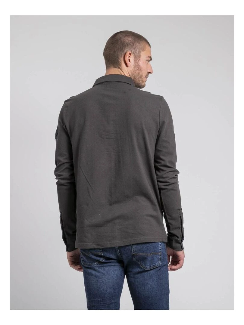 Polo manches longues pur coton PILKA Gris