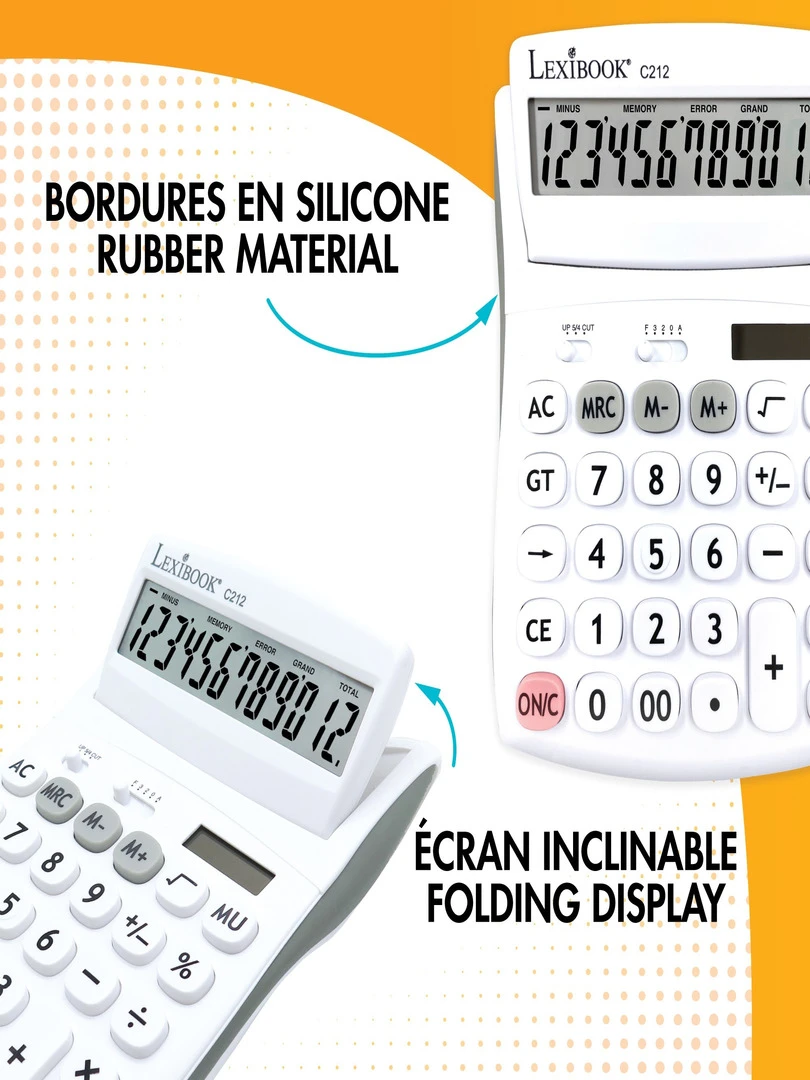Calculatrice De Bureau 12 Chiffres Avec Écran À Angle Ajustable Et Finition Rubber   N/A