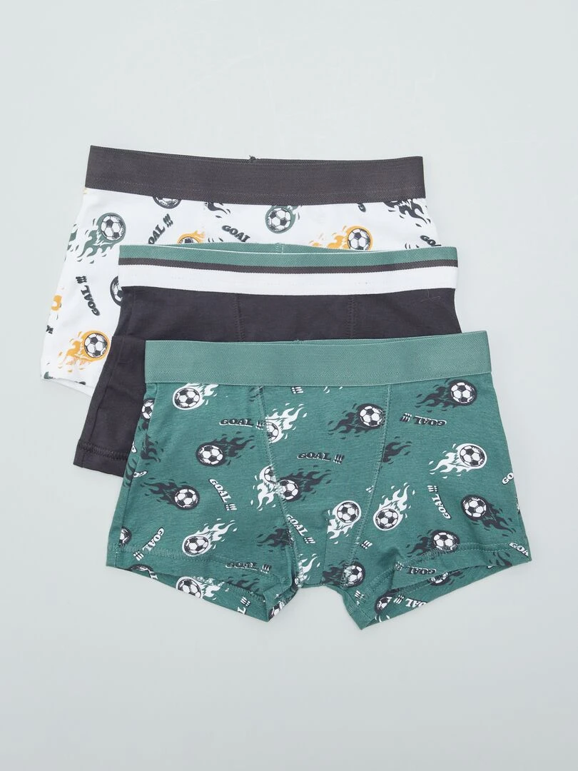 Lot de 3 boxers Vert/gris foncé/blanc