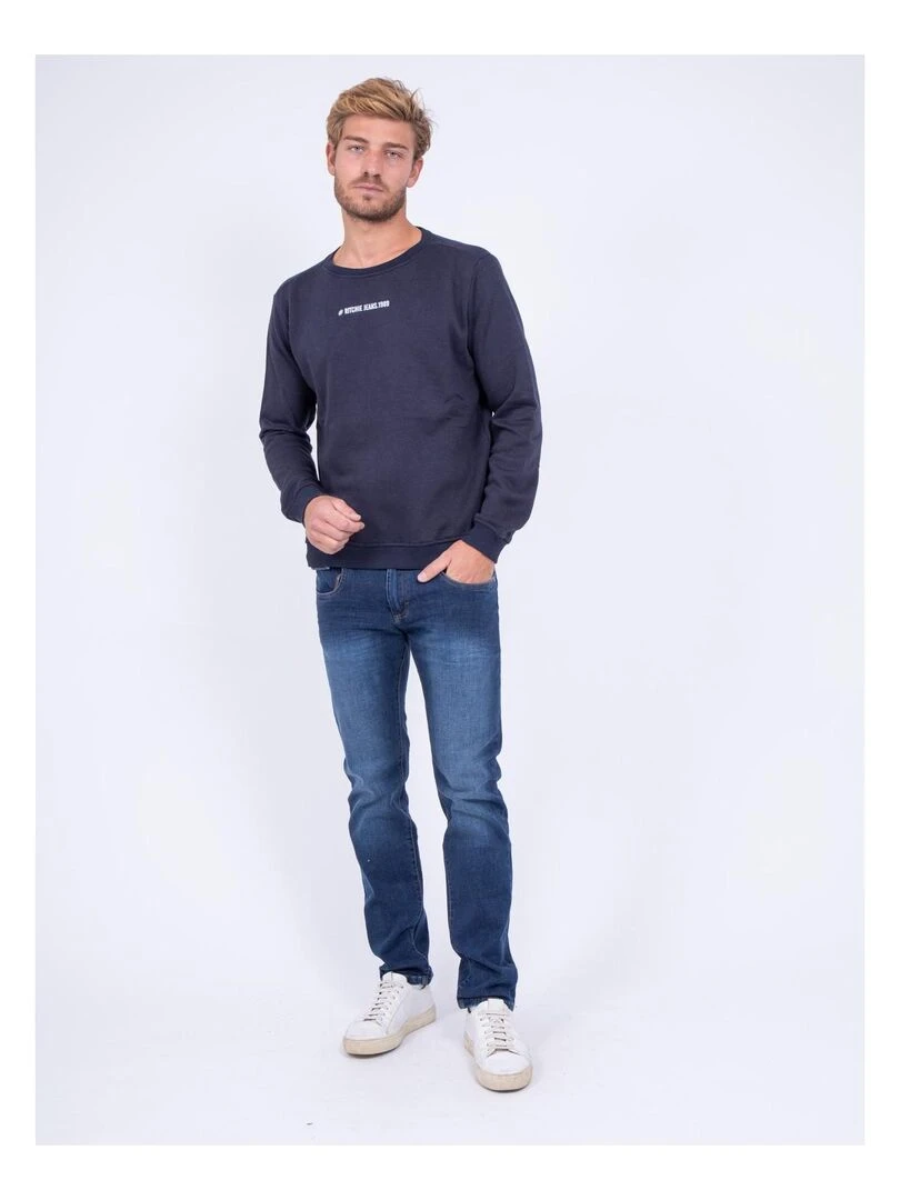 Sweat col rond WETTO   Bleu marine