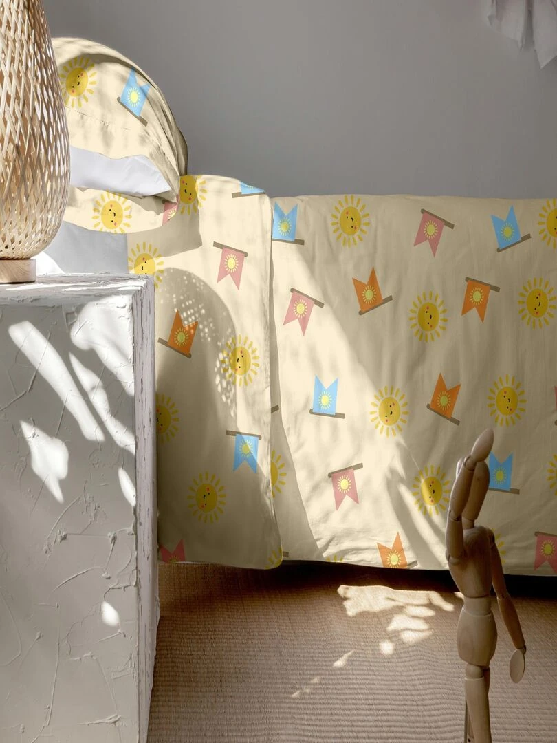 Parure housse de couette 2 pièces Camping (D) "Happyfriday" Blanc