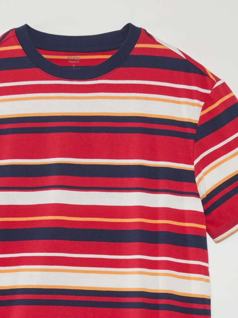 Tee shirt larges rayures colorées Rouge