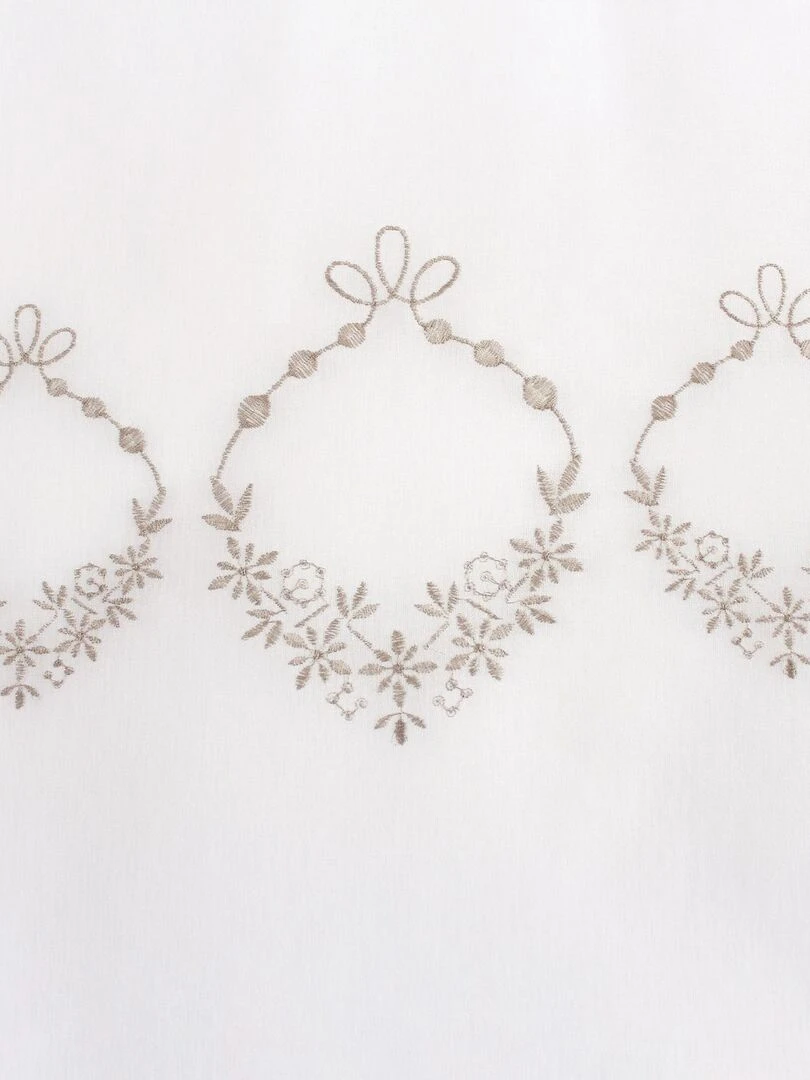 Paire de vitrages ornée de broderies   Beige