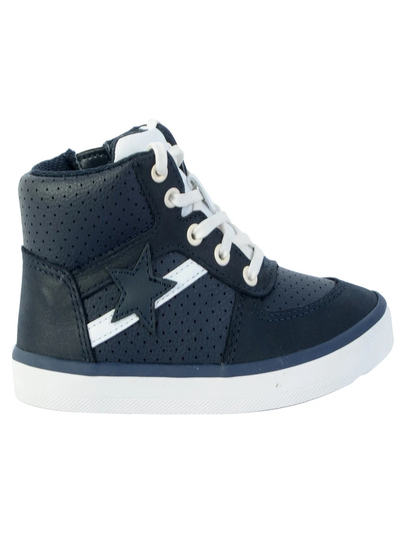 Basket Montante Cuir Enfant Clarks City Flake Bleu