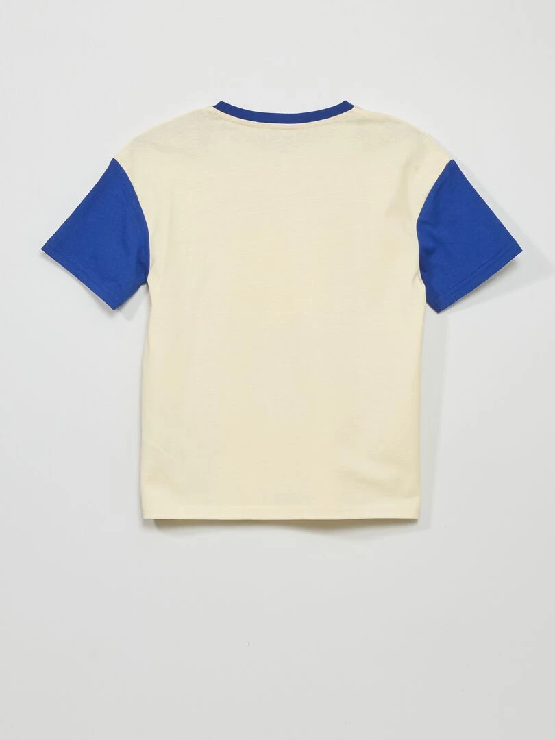 T shirt à manches courtes avec imprimé   Ecru/Bleu