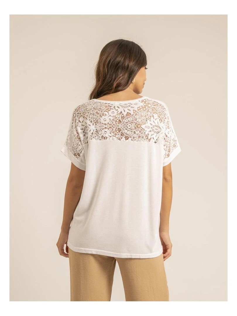 T shirt dentelle FERASSIA Blanc