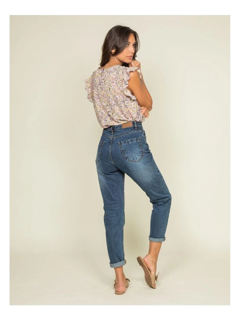 Jean mom slim EDONIS Bleu foncé
