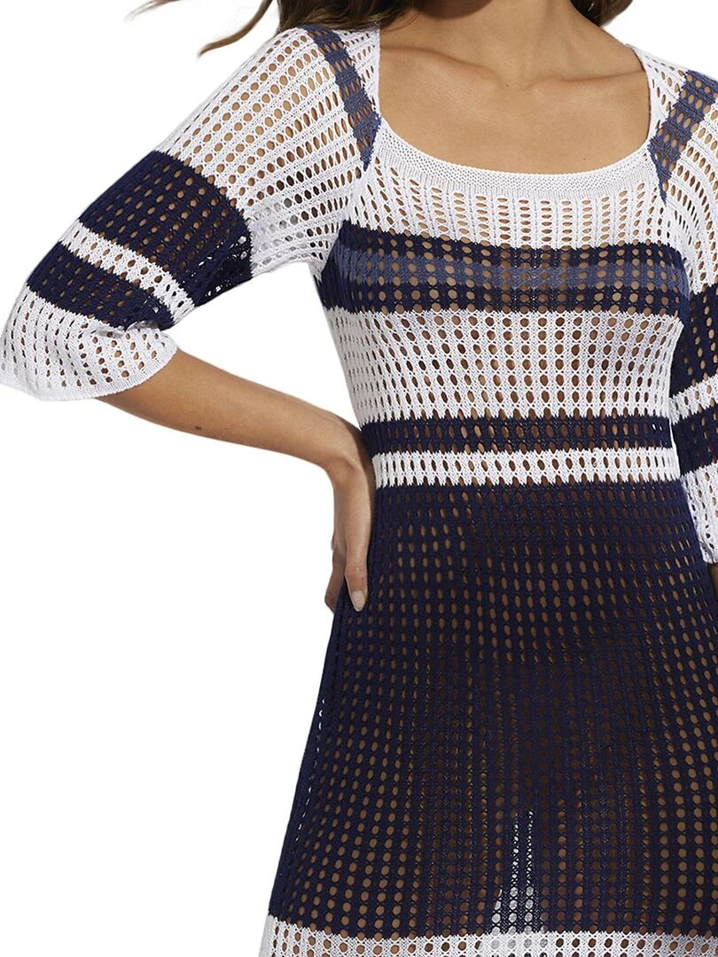 Robe longue de plage Mykonos   Bleu marine