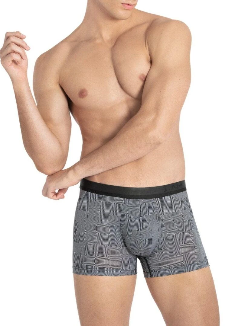 Boxer à imprimé lignes abstraites en lyocell Kata   Noir