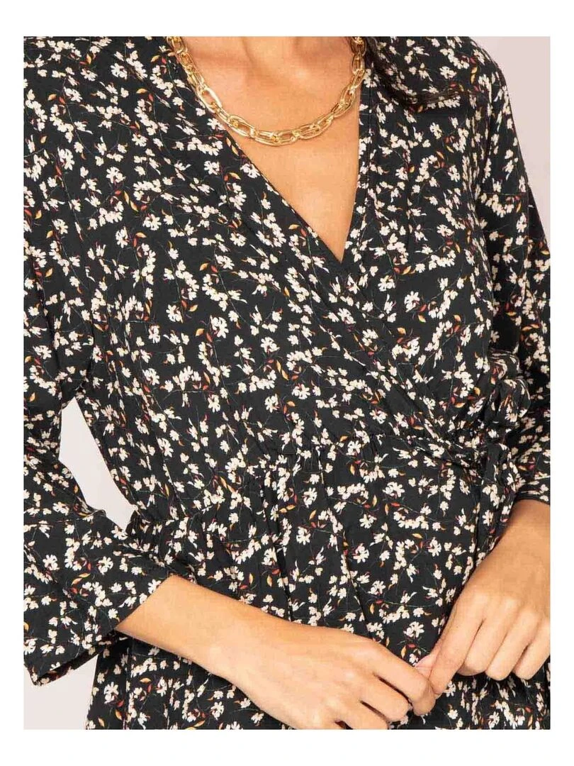 Robe courte portefeuille motifs INEO   Noir