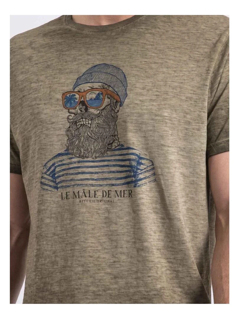 T shirt col rond NAPAROT   Kaki