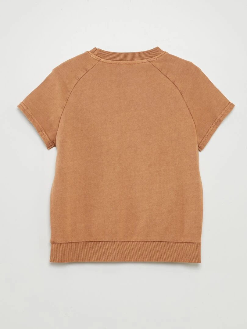 Tee shirt épais en coton avec poche kangourou   Terracotta