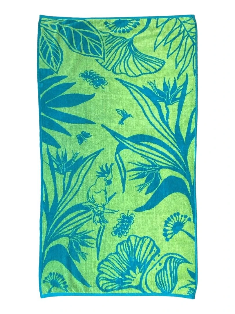 Serviette de plage éponge velours Jacquard Tawana 70x140 400g/m² Vert anis