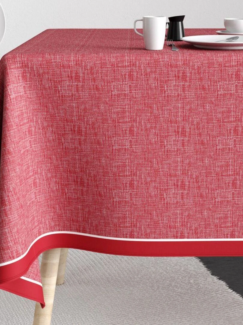 Nappe rectangulaire anti tache en Coton Chambray Tango Rouge